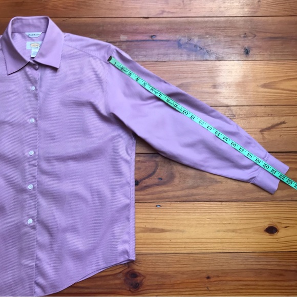Talbots Purple Striped Button Down Wrinkle Resistant Button Down Top, EUC, 6 - Picture 11 of 15
